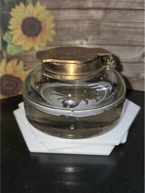 Glass and Brass inkwell